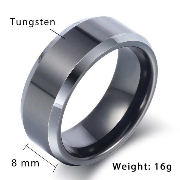 8mm Silver Tungsten Ring