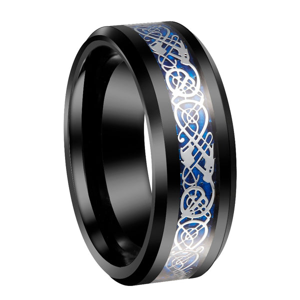 8mm Tungsten Celtic Dragon Groove