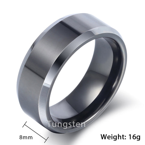 8mm Silver Tungsten Ring