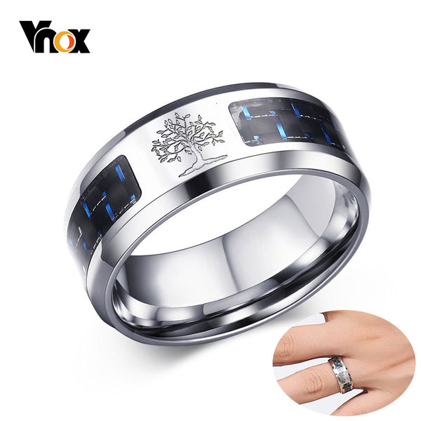 8mm Carbon Fiber Tree of Life Ring