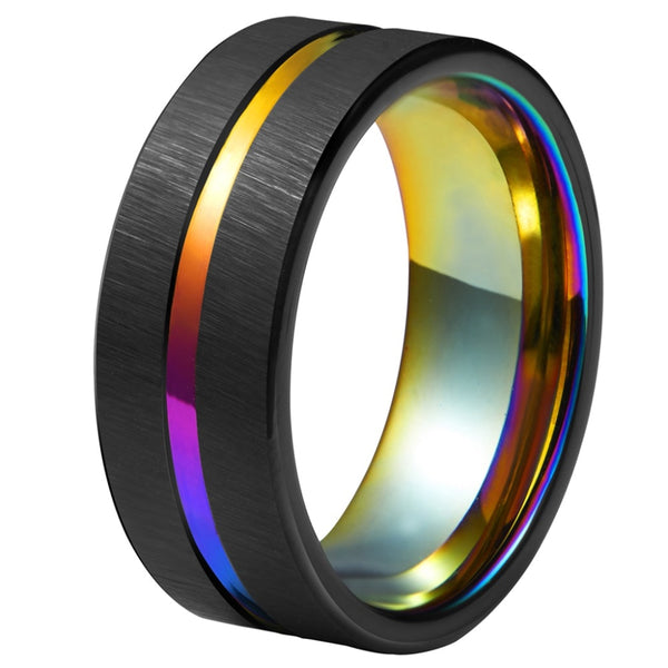 8mm Tungsten Rainbow Groove