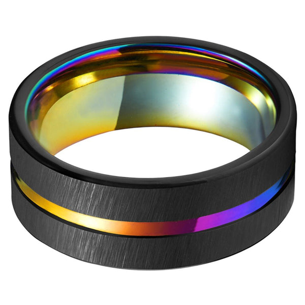 8mm Tungsten Rainbow Groove