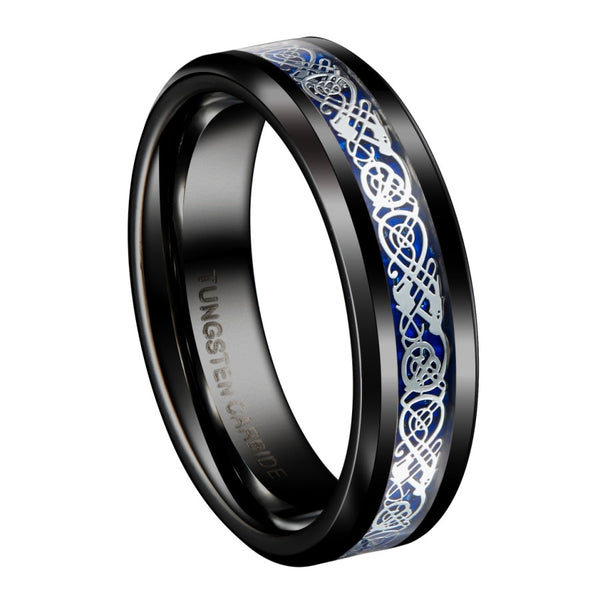 8mm Tungsten Celtic Dragon Groove